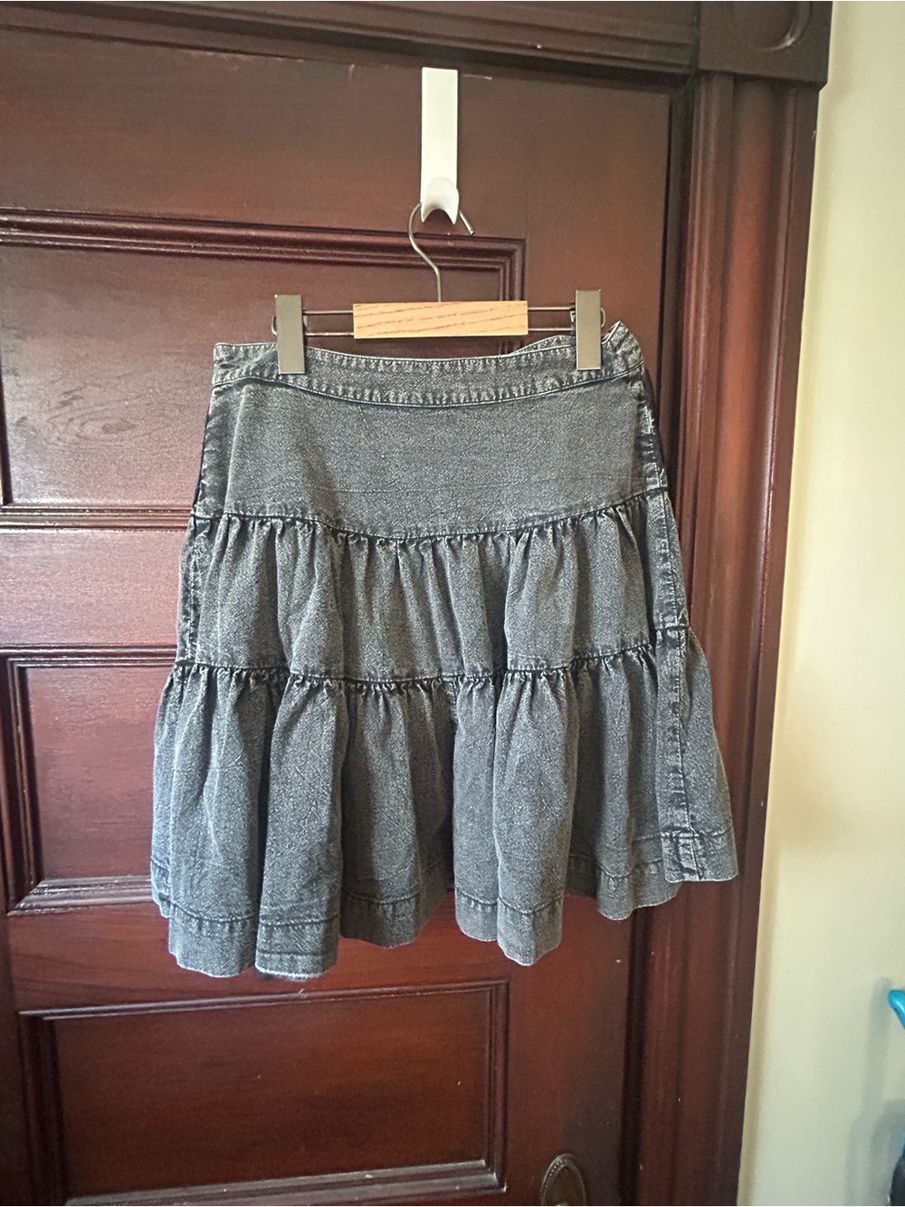 Free People August Embroidered Tiered Mini Skirt in Washed Black Size 4 - Picture 6 of 8